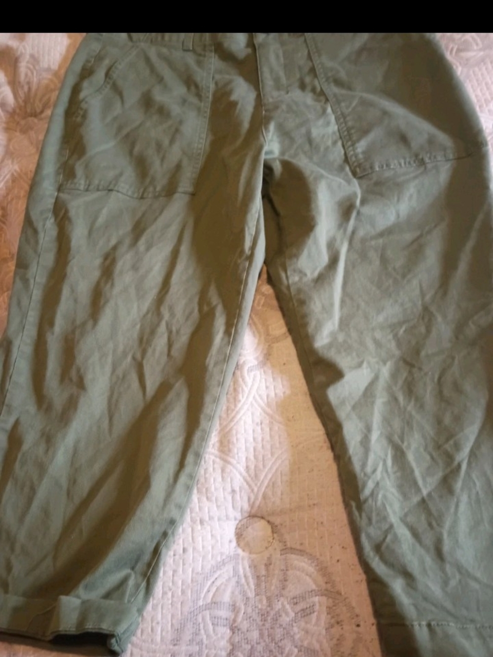 Womens Size 14 Wide Terra And Sky Army Green Cargo Capris